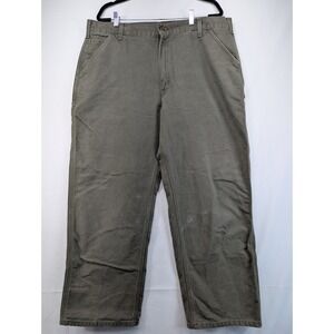 Carhartt Mens Loose Fit Carpenter Pants Olive Gray Duck Canvas 38x30 Workwear